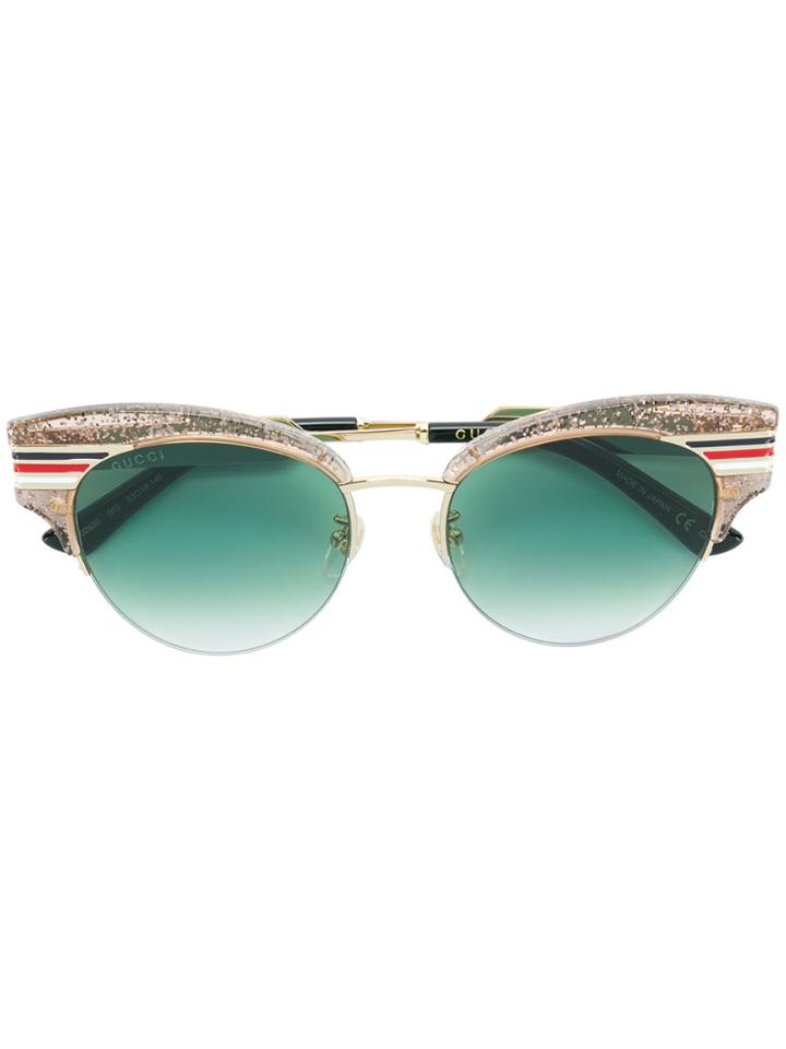 Gucci Eyewear Giltter Oversized Cat Eye Sunglasses - Pink & Purple