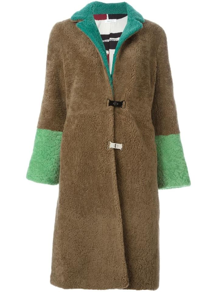 Saks Potts Contrast Sleeve Shearling Coat, Women's, Size: 2, Brown, Sheep Skin/shearling/viscose