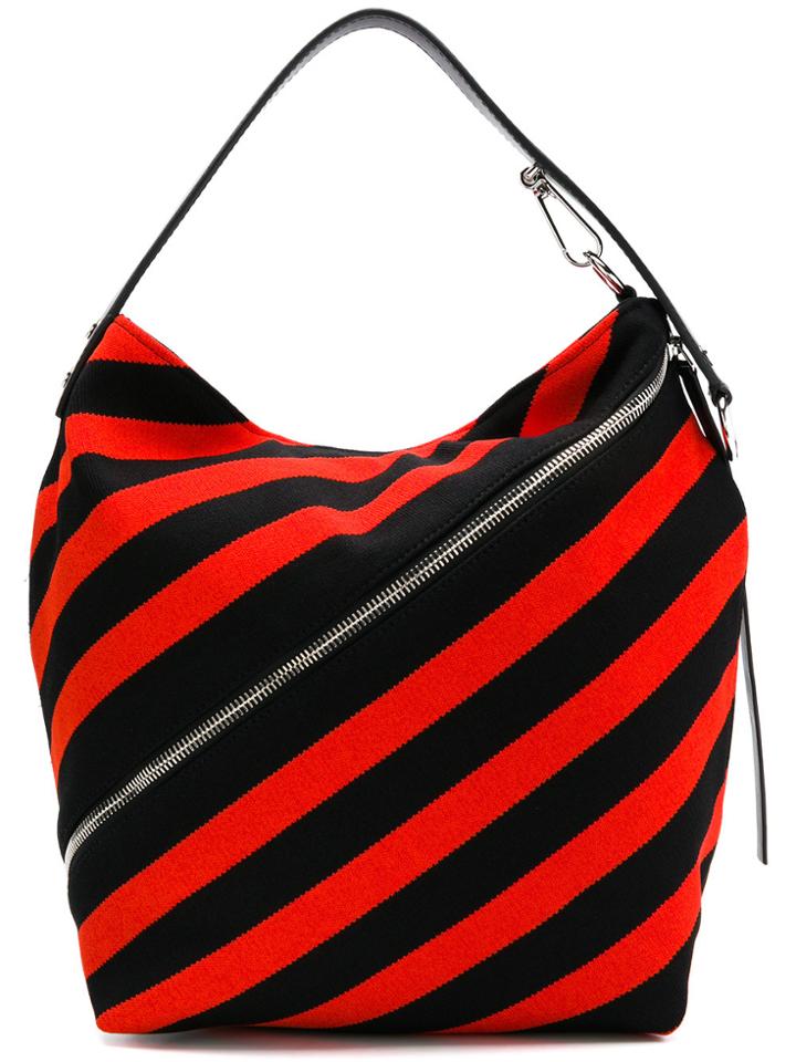 Proenza Schouler Striped Zipped Hobo Bag - Black
