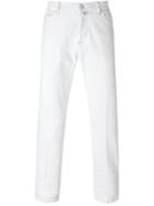 Kiton Straight Trousers, Men's, Size: 30, White, Cotton/spandex/elastane