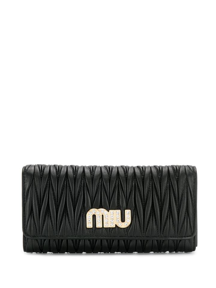Miu Miu Crystal-logo Continental Wallet - Black
