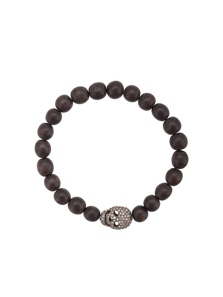 Loree Rodkin Diamond Skull Beaded Bracelet - Black