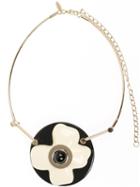 Marni Flower Pendant Necklace, Women's, Black, Resin/brass/buffalo Horn