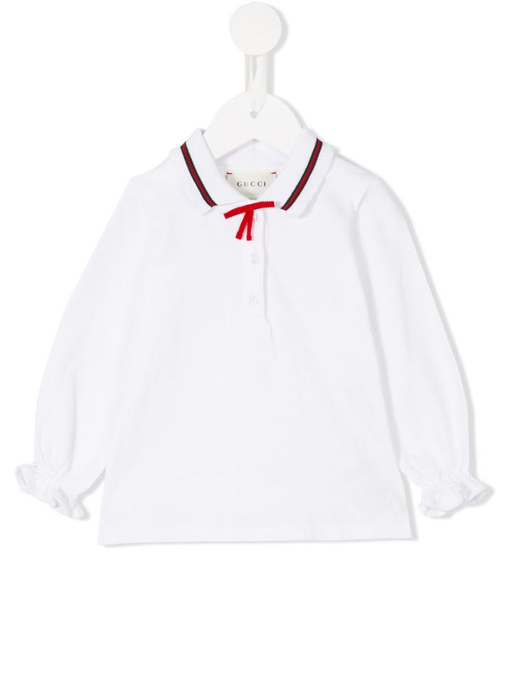 Gucci Kids Ruffle Cuff Polo Shirt, Girl's, Size: 18-24 Mth, White