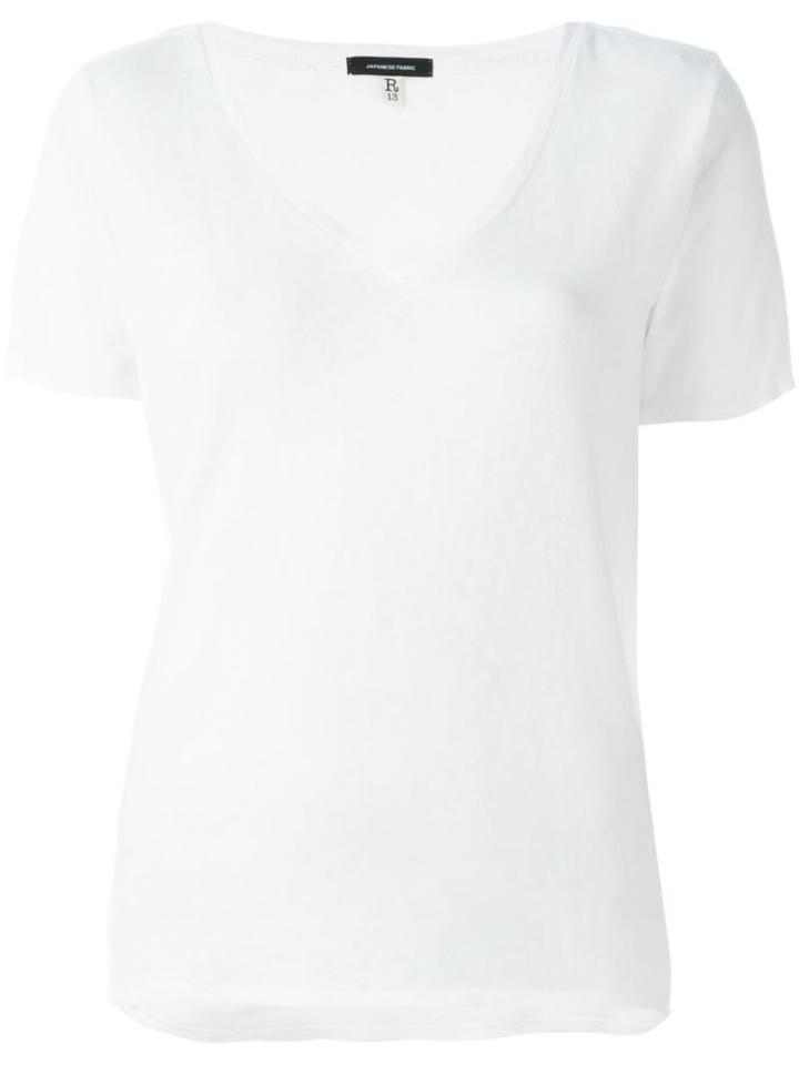R13 V-neck T-shirt, Women's, Size: Small, White, Cotton/polyurethane