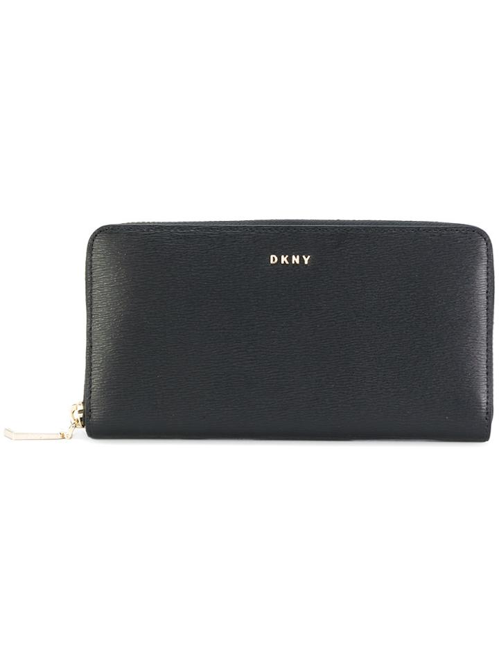 Donna Karan Logo Plaque Zip Wallet - Black