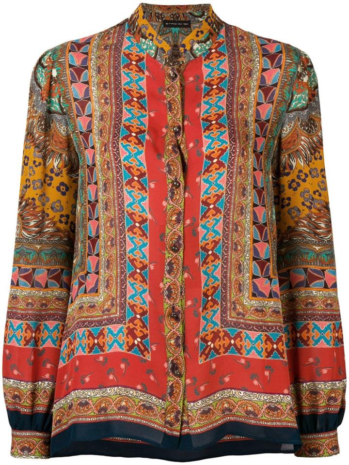 Etro Mandarin Collar Shirt - Yellow & Orange