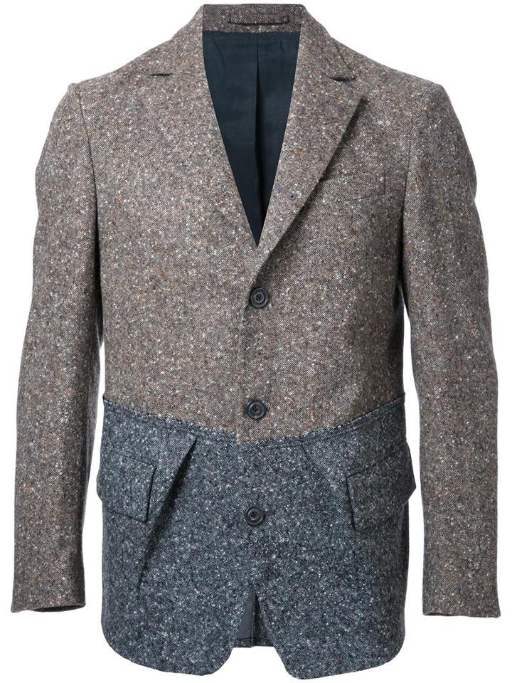 Wooster + Lardini Flap Pockets Knit Blazer, Men's, Size: 48, Grey, Nylon/wool