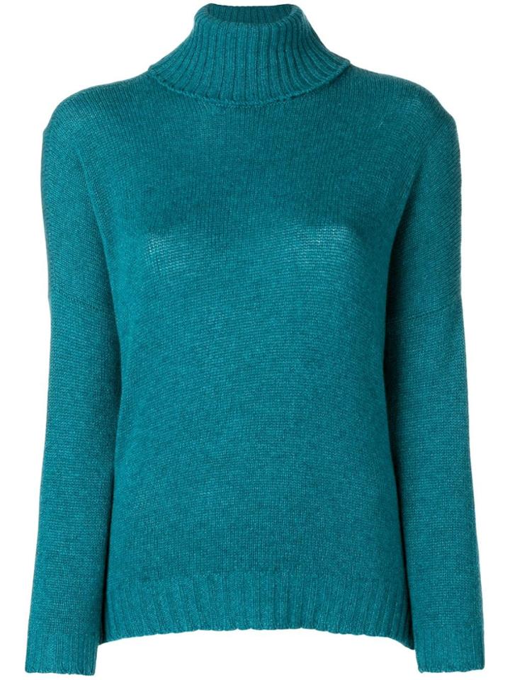 Avant Toi Ribbed Roll Neck Jumper - Blue