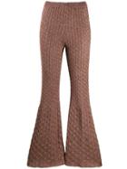 Circus Hotel Lamé Knitted Flared Trousers - Brown