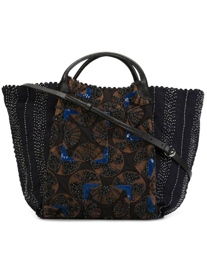 Jamin Puech Medium Iberis Tote, Women's, Black, Cotton/leather