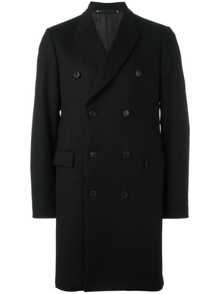 Paul Smith Double-breasted Mid Coat, Men's, Size: 52, Black, Wool/cashmere/cupro