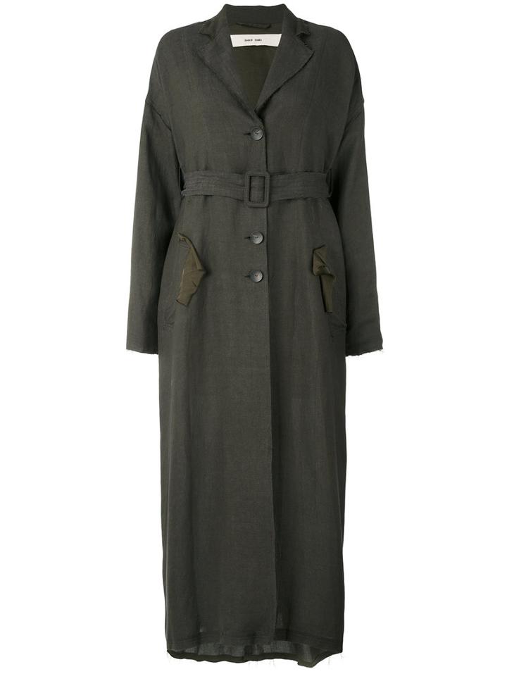 Damir Doma - Belted Overcoat - Women - Cotton/linen/flax/cupro/viscose - Xs, Brown, Cotton/linen/flax/cupro/viscose