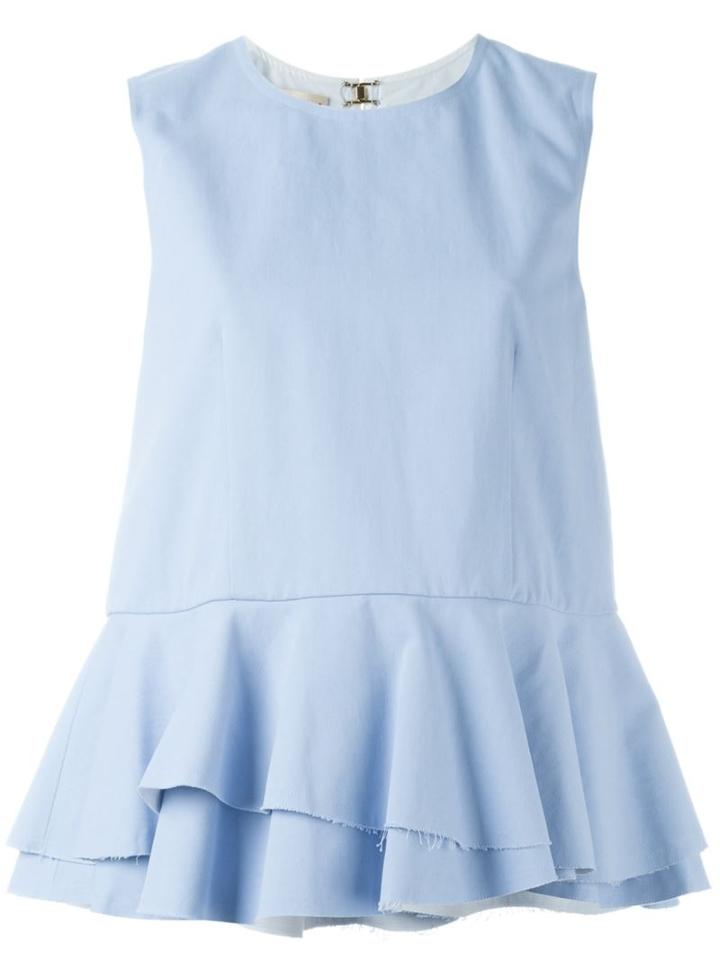 Marni Fluted Hem Blouse, Women's, Size: 40, Blue, Cotton