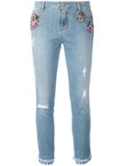 Ermanno Scervino - Denim Crystal-embellished Jeans - Women - Cotton/polyester/spandex/elastane - 42, Blue, Cotton/polyester/spandex/elastane