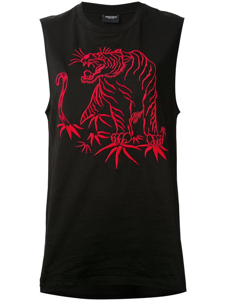 Marcelo Burlon County Of Milan - Oversized Tiger Tank Top - Women - Cotton/polyester - S, Black, Cotton/polyester