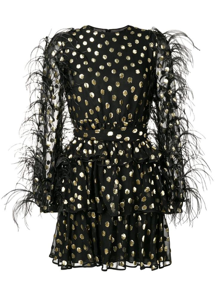 Valentino Embellished Polka-dot Mini Dress - Black
