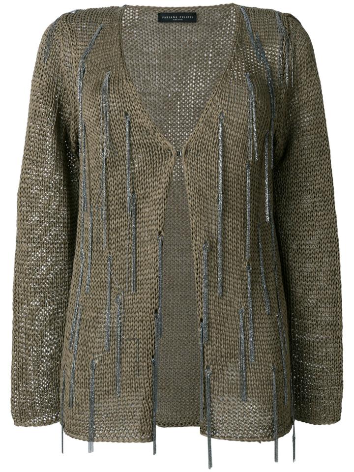 Fabiana Filippi Embellished Knitted Cardigan - Green