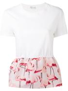 Red Valentino - Flamingo Peplum Top - Women - Cotton/polyester - S, White, Cotton/polyester