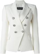 Balmain Double Breasted Blazer, Women's, Size: 38, White, Cotton/viscose/wool