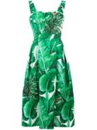 Dolce & Gabbana Embellished Banana Leaf Print Dress