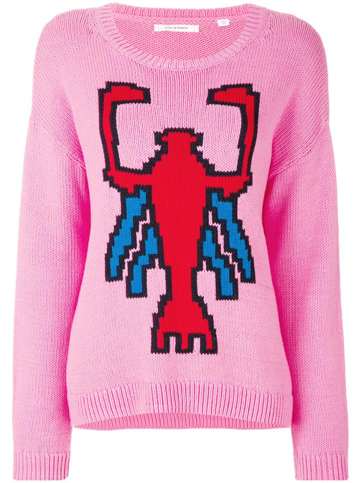 Chinti & Parker Scorpion Print Sweater - Pink & Purple
