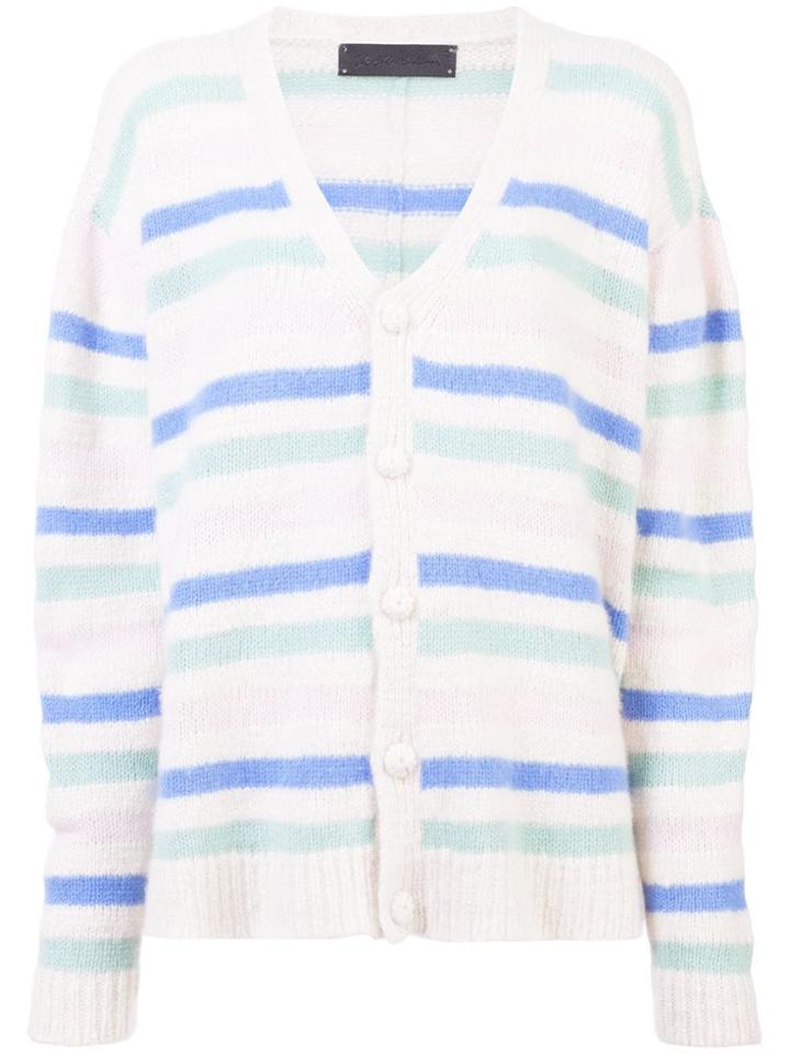 The Elder Statesman Striped Cardigan - White