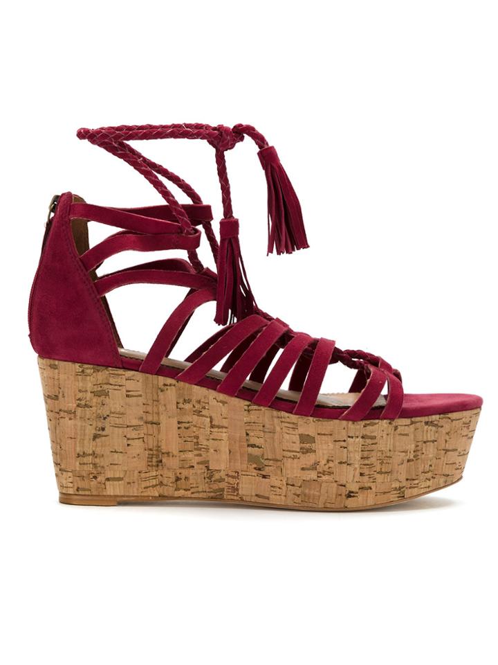 Nk Leather Platform Sandals - Red