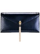 Bulgari Envelope Clutch, Women's, Blue, Leather
