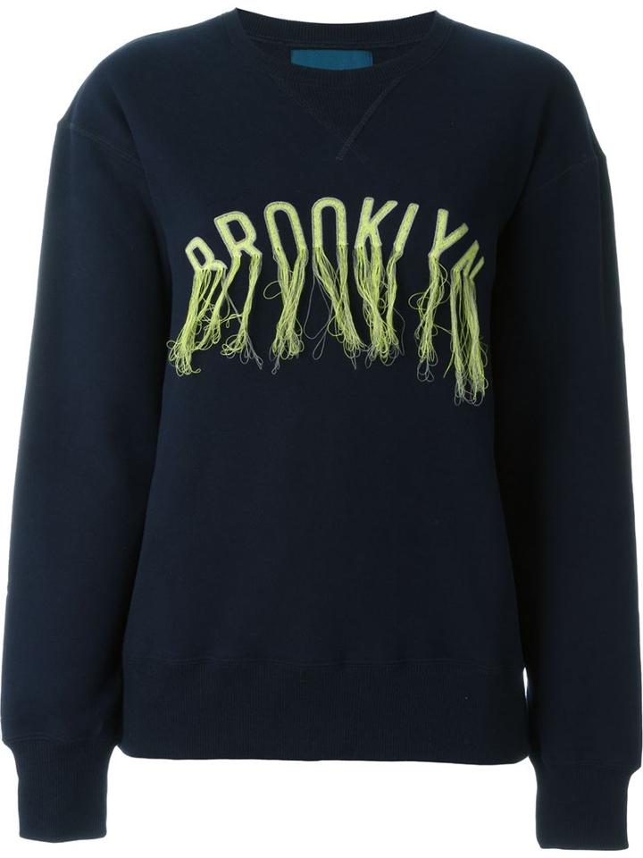 Doublet Frayed Embroidery Sweatshirt, Women's, Size: L, Blue, Cotton/polyester