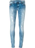 Diesel Distressed Skinny Jeans, Women's, Size: 28/32, Blue, Cotton/polyester/spandex/elastane