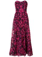 Marchesa Notte Embroidered Floral-appliquéd Gown - Pink & Purple