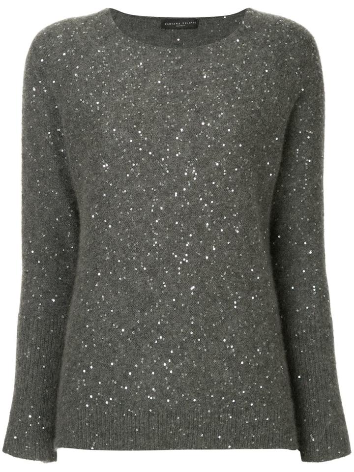 Fabiana Filippi Sequined Knit Sweater - Grey