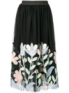 Caban Romantic Floral Skirt - Black