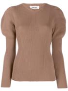 Circus Hotel V-neck Ribbed Knit Jumper - Brown