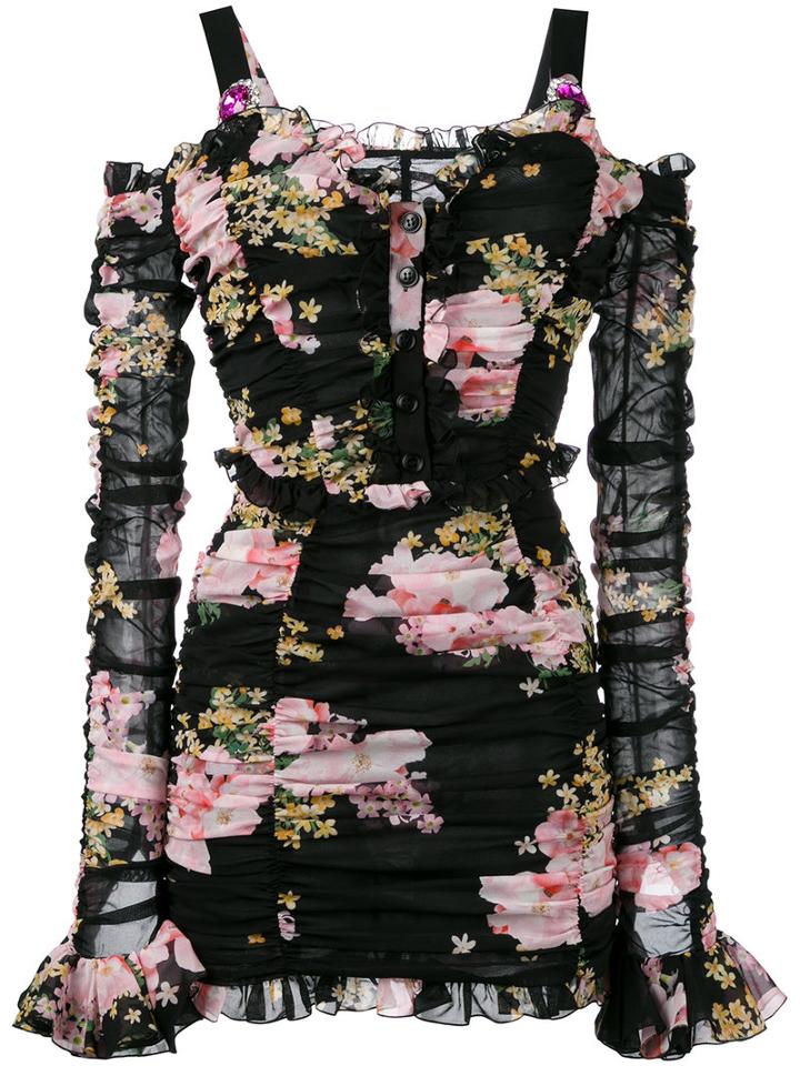 Alessandra Rich Floral Print Dress, Women's, Size: 38, Pink/purple, Silk/spandex/elastane