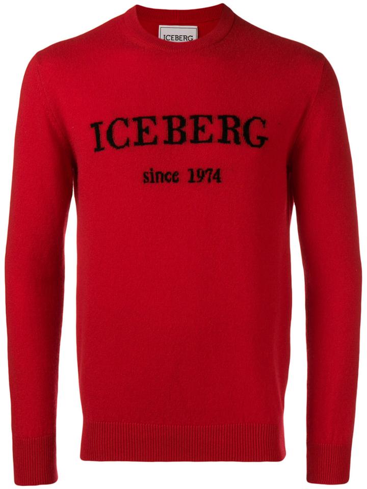 Iceberg Contrast Logo Jumper - Red