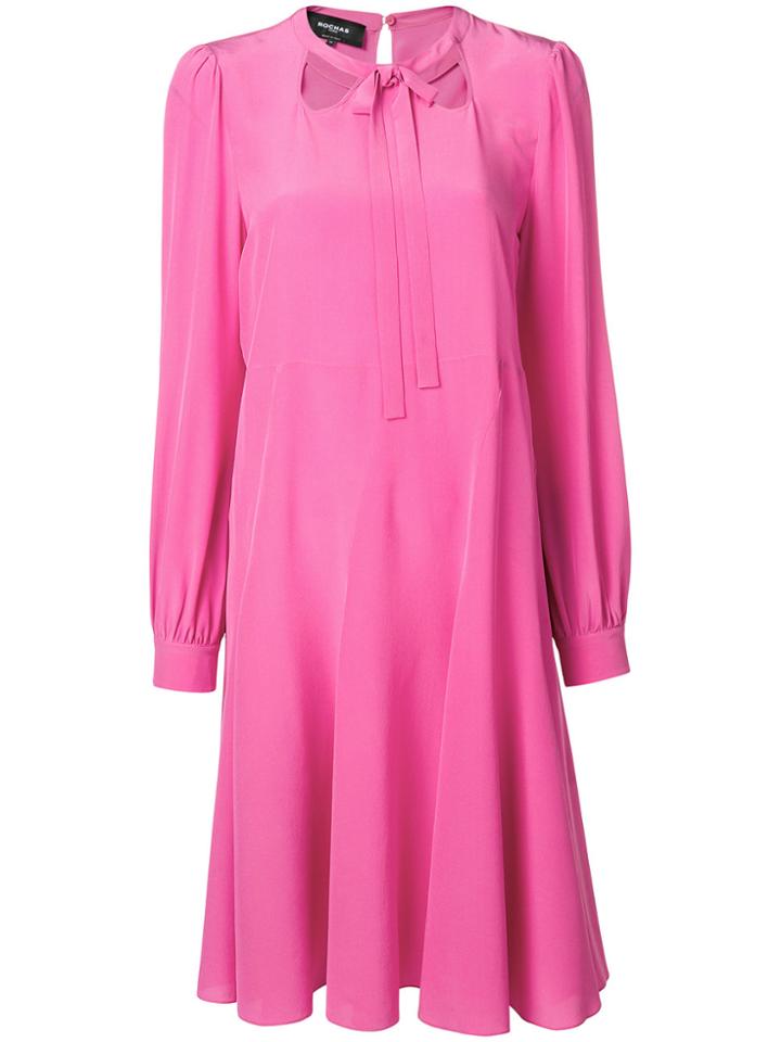 Rochas Tie Front Shift Dress - Pink & Purple