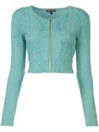 Sophie Theallet - Cropped Zip Jacket - Women - Silk/polyamide/polyester - M, Blue, Silk/polyamide/polyester