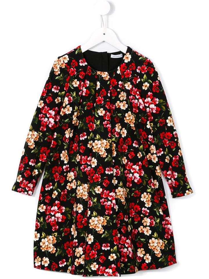Dolce & Gabbana Kids Primose Print Dress, Toddler Girl's, Size: 2 Yrs, Black