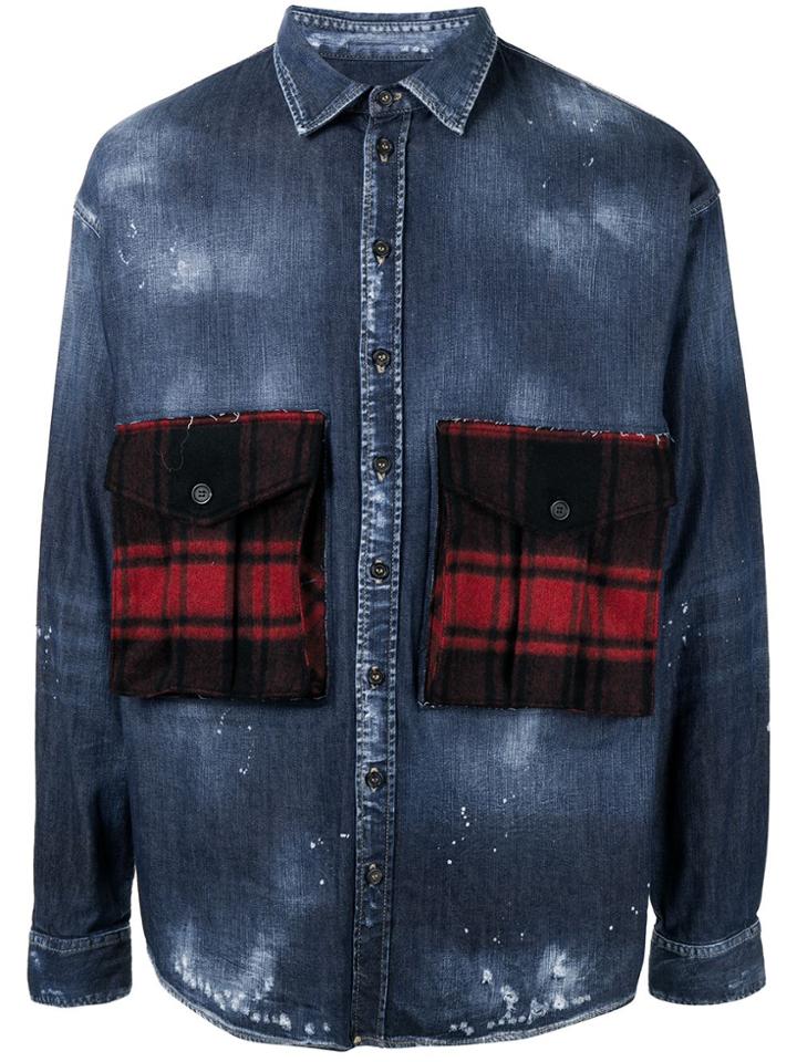Dsquared2 Bleach Effect Denim Shirt - Blue