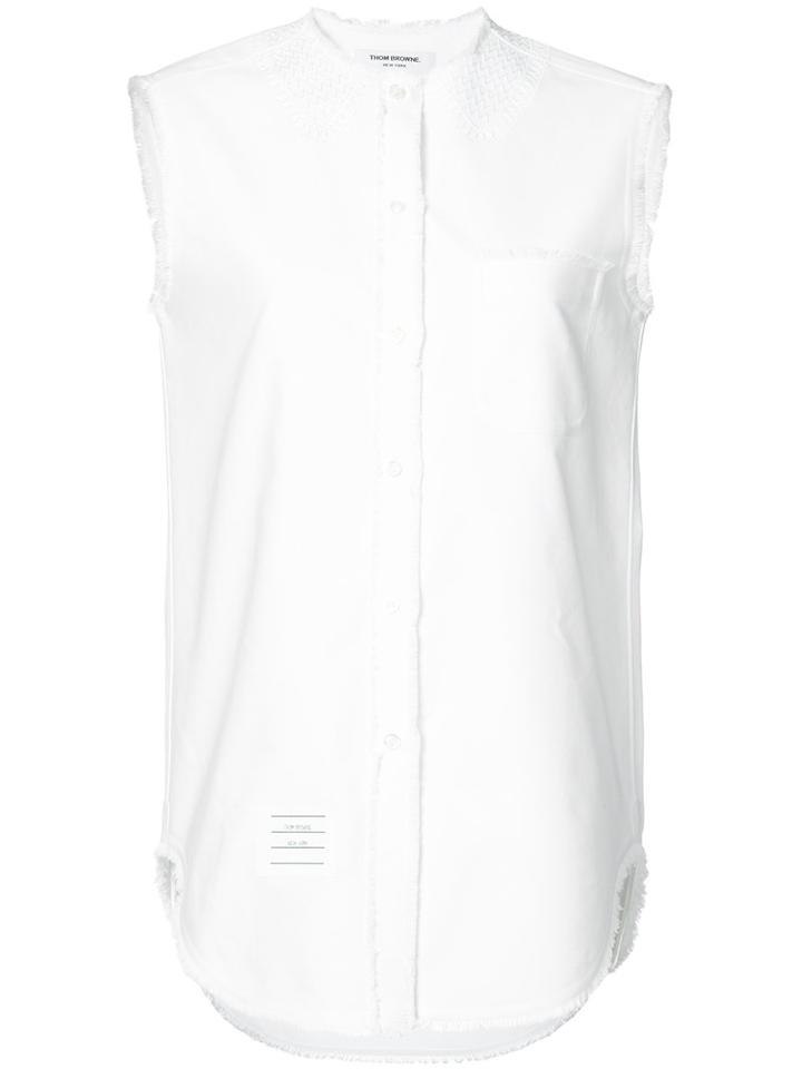 Thom Browne Sleeveless Blouse, Women's, Size: 38, White, Cotton