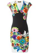Roberto Cavalli Flower Print Fitted Dress
