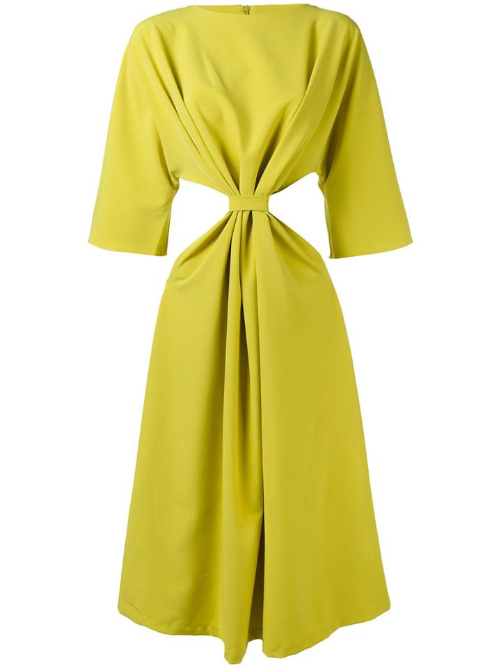 N Duo - Knotted Cut Out Dress - Women - Cotton/polyester - 40, Green, Cotton/polyester