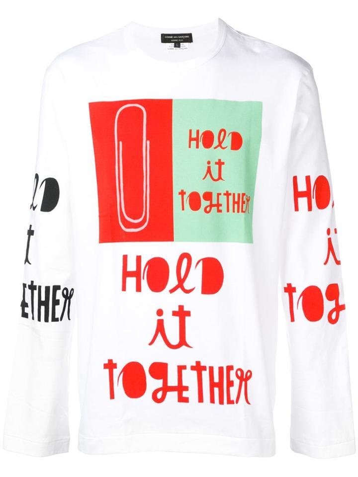 Comme Des Garçons Homme Plus Printed Crew Neck Sweatshirt - White