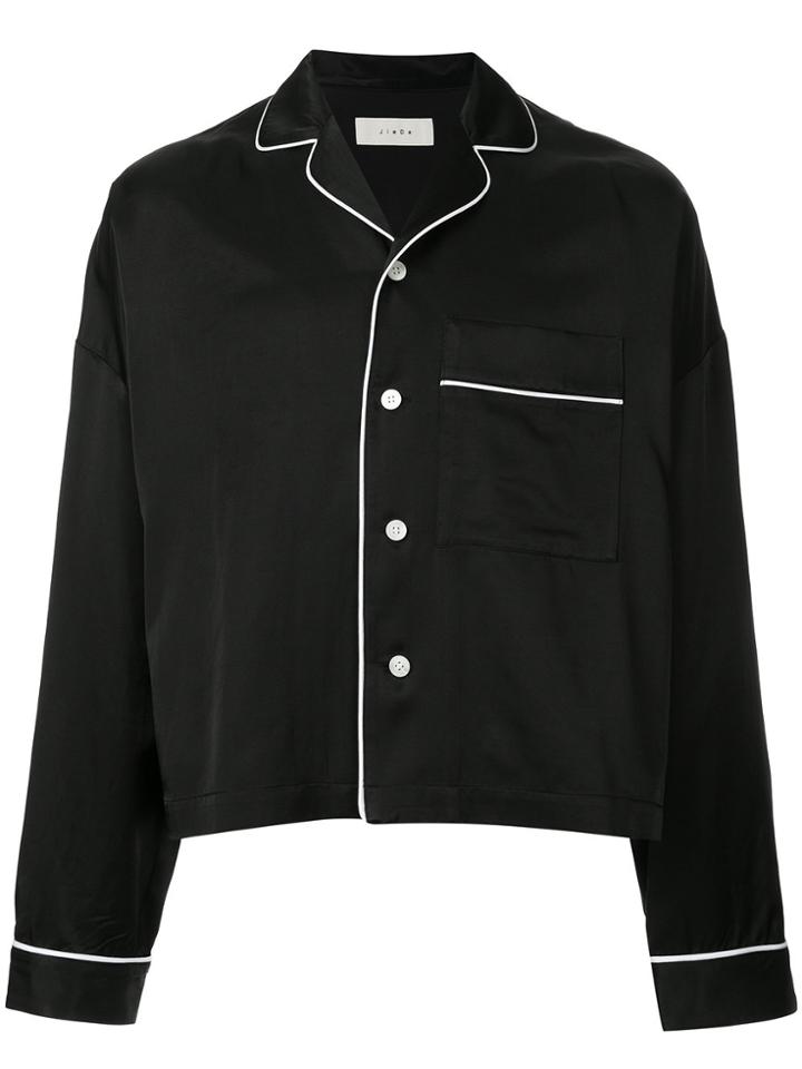 Jieda Cropped Satin Shirt - Black