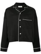 Jieda Cropped Satin Shirt - Black
