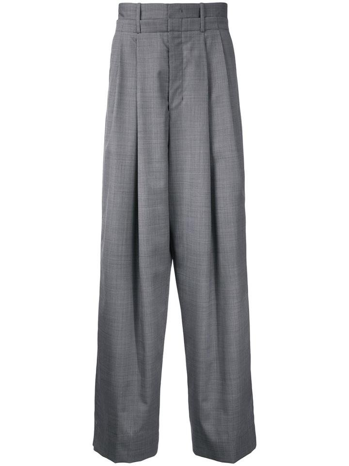 Wooyoungmi Pleated Wide-leg Trousers, Men's, Size: 48, Grey, Wool