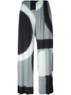 Pleats Please By Issey Miyake Abstract Pattern Cropped Trousers, Women's, Size: 4, Black, Polyester
