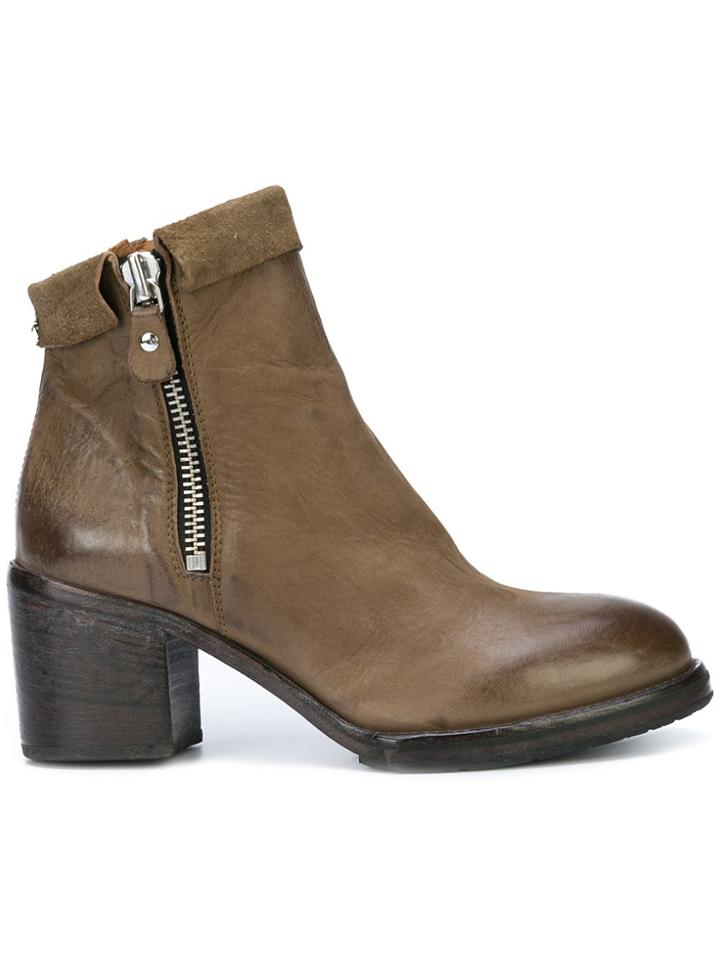 Moma Mid Heel Ankle Boots - Green